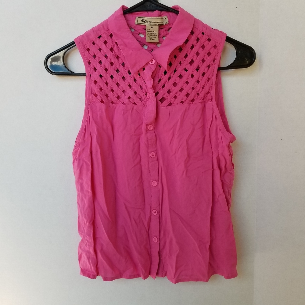 Women's Sleeveless Button Down Pink Top